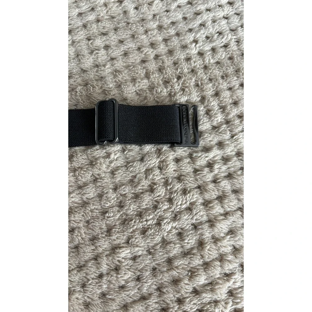 BCBG MAXAZRIA Black Platinum Rhinestone Medallion Elastic Belt | OS